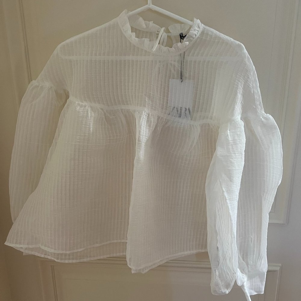 Zara sheer blouse.  White.